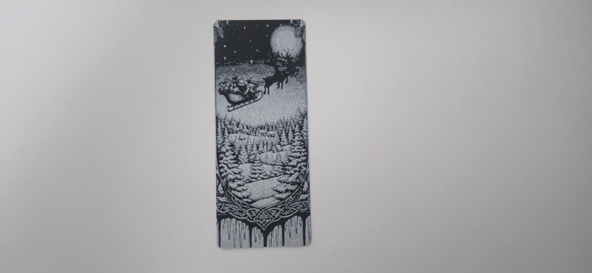 Santa Sleigh Flying Snowy Forest Bookmark
