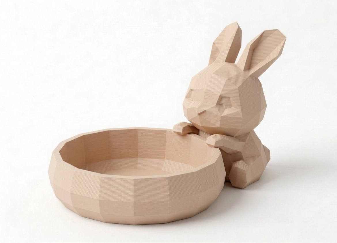 Low Poly Cute Chibi Bunny Bowl