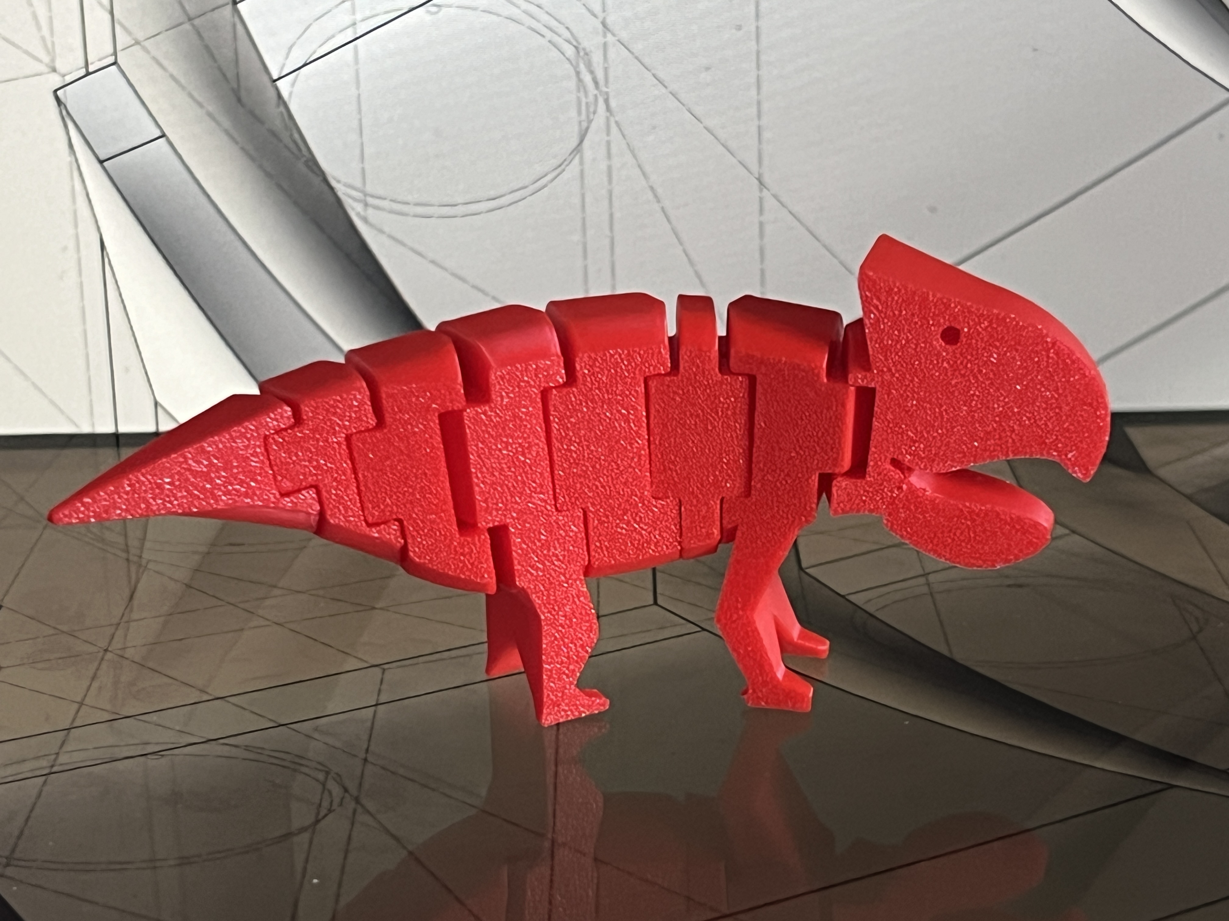 Chops, the print-in-place flexi Udanoceratops with an active jaw.
