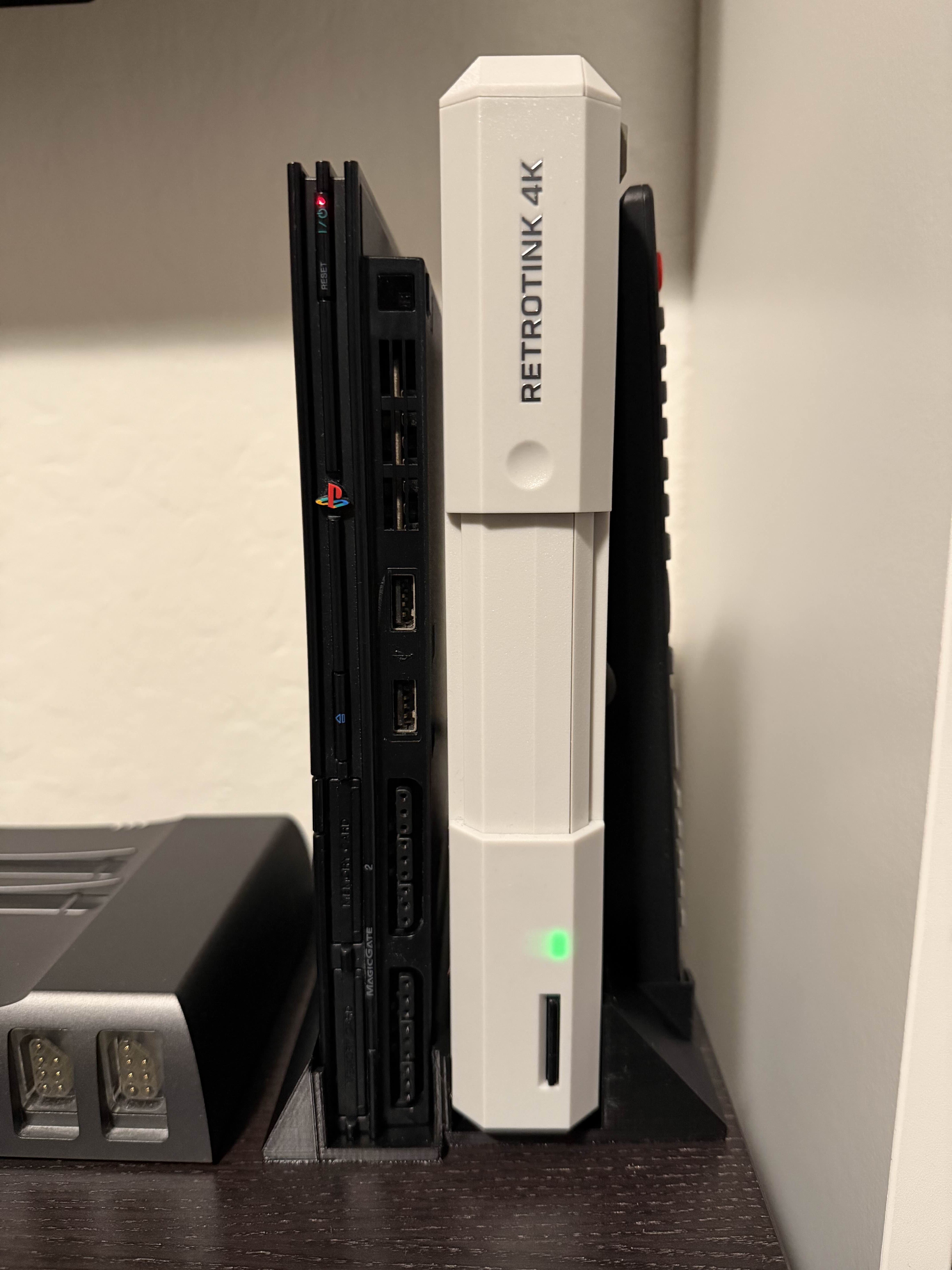 PS2 slim and Retrotink 4K CE vertical stand