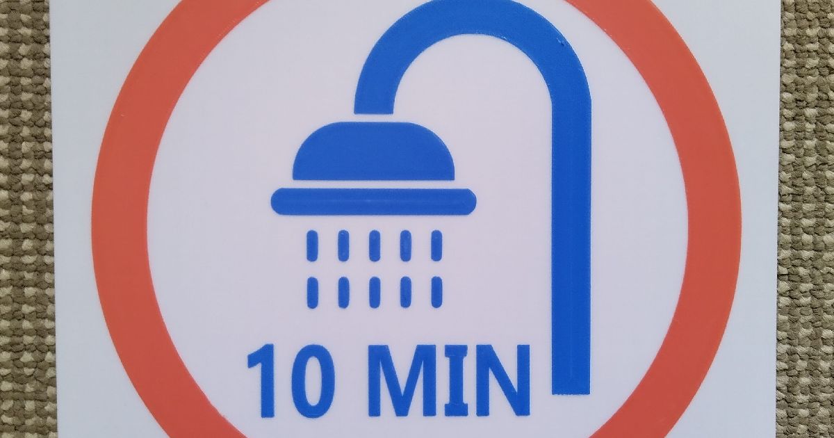 SHOWER TIME LIMIT SIGN by ezygarden Download free STL model