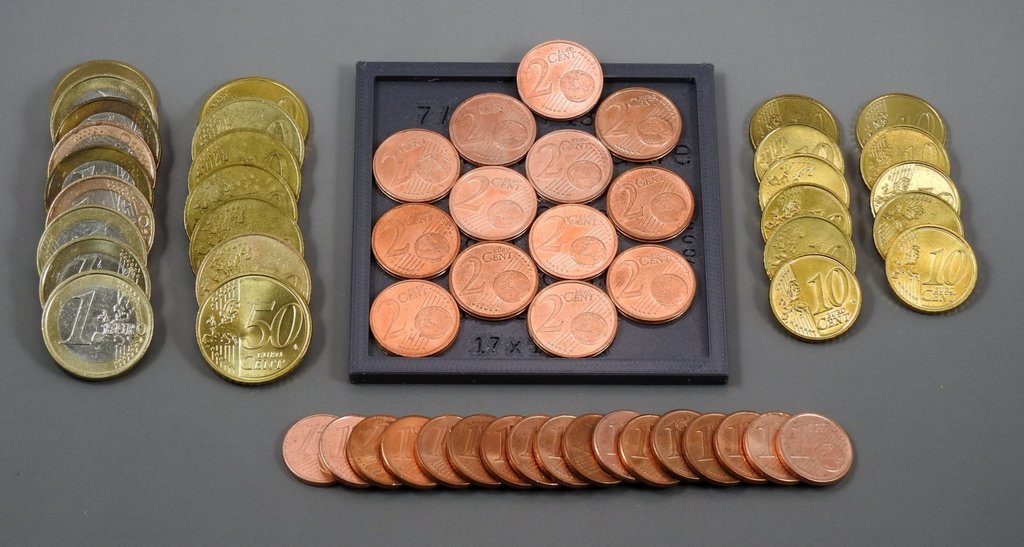 7 - 9 - 11 - 13 - 17 Coins in Square