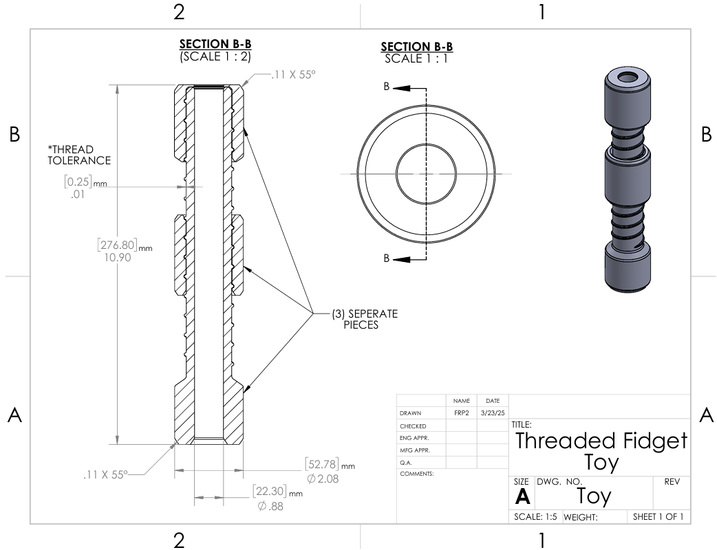 Threaded (3) Piece Large Fine Motor Skill Developer — miniatura 3