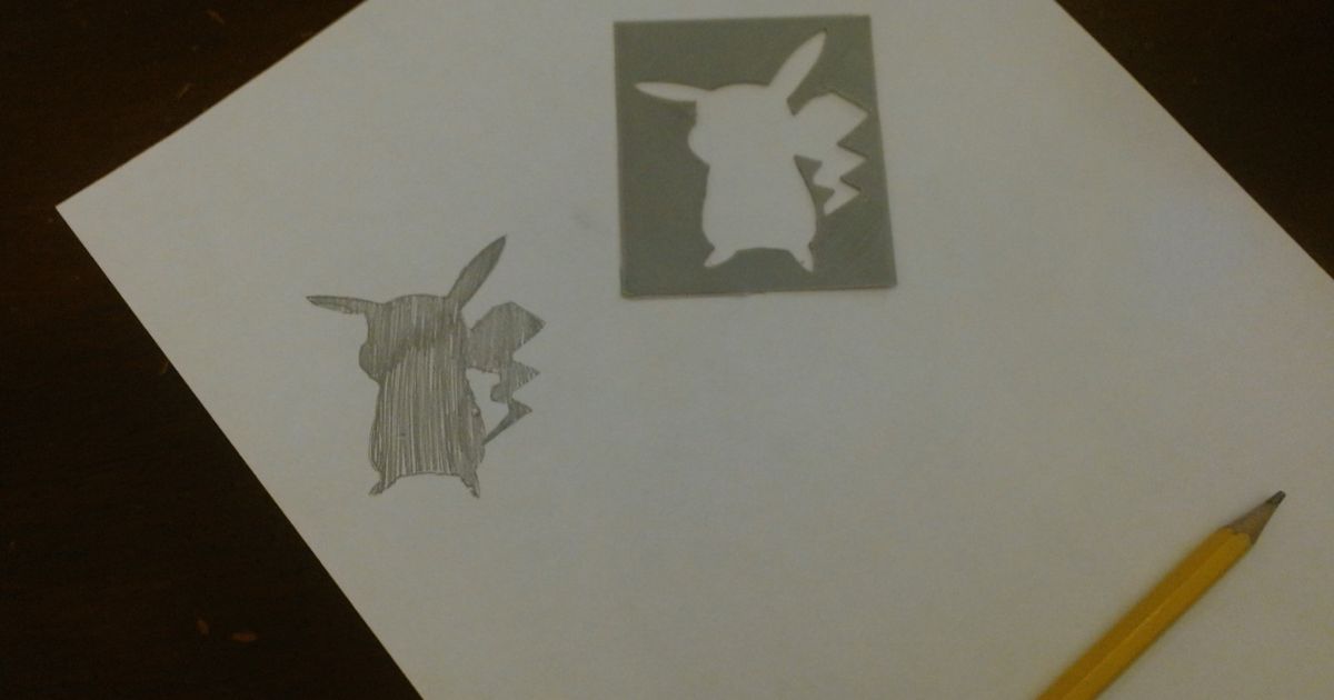 Pikachu Stencil by Derek Morris Download free STL model