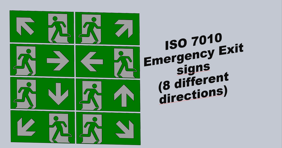 ISO 7010 - Emergency Exit Signs with Directions by Drunken Monkey ...