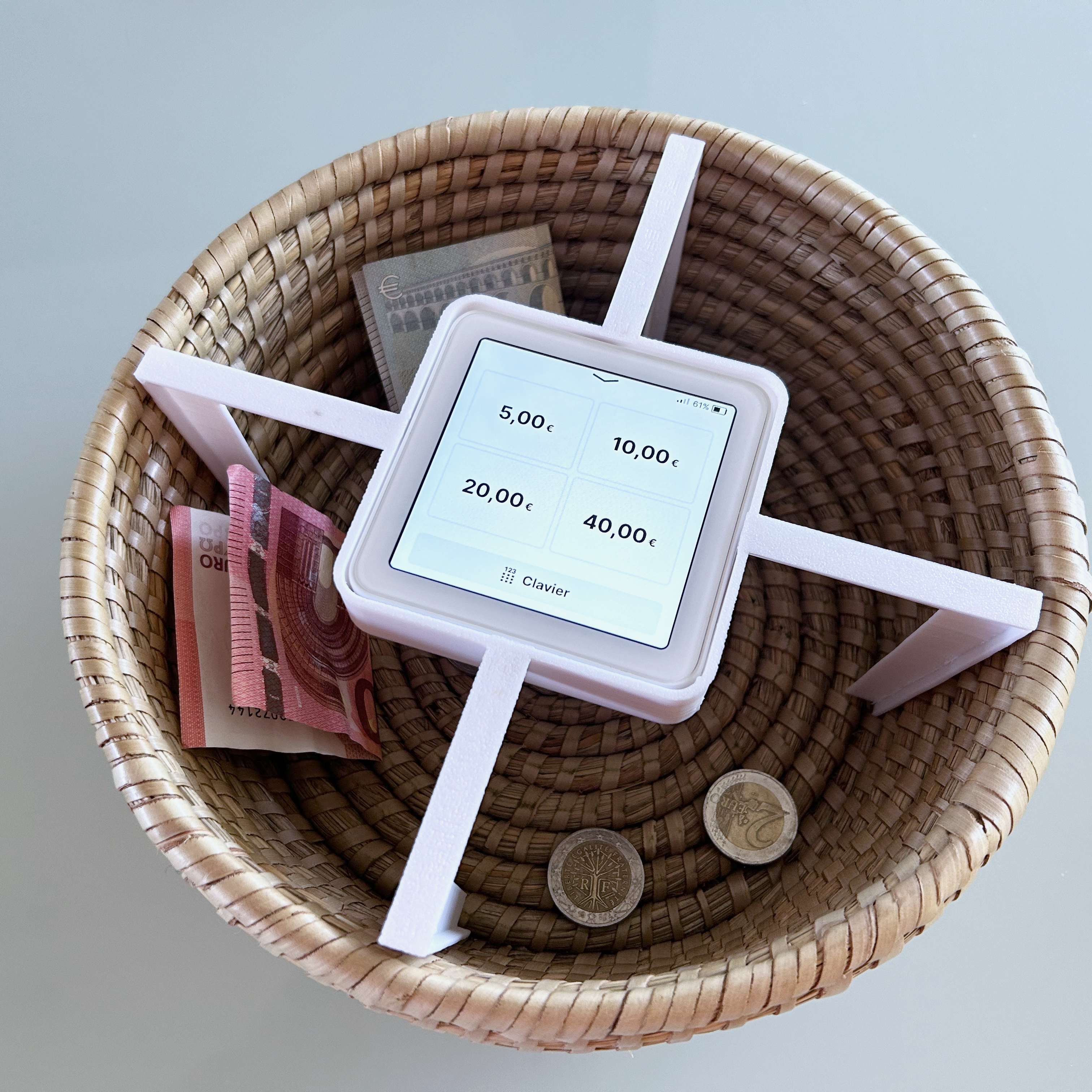 Panier de collecte / quête connecté - SumUp Solo - Panier Oxfam 23cm