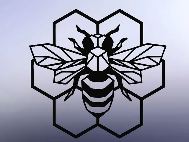 2D BEE, WALL BEE, LINE ART BEE, 2D ART HONEYCOMB, WALL HONEYCOMB