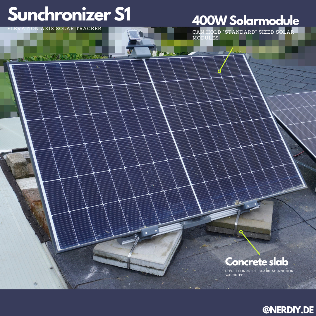 Sunchronizer S1 - 400W module solartracker for elevation axis by Nerdiy.de