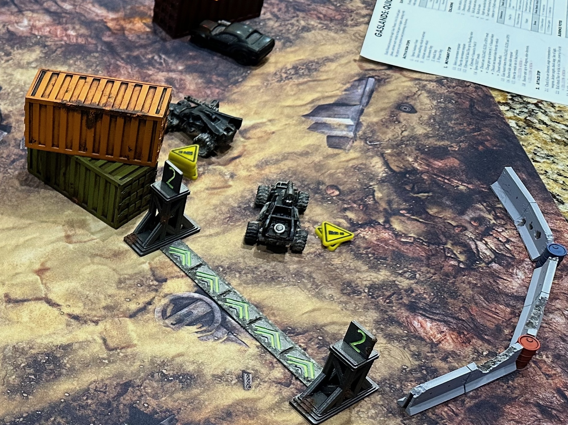 Gaslands traffic barriers, Dungeonsticks style!