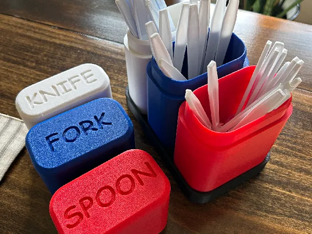 Silverware / Utensil /Cutlery Holder with lids for travel and storage