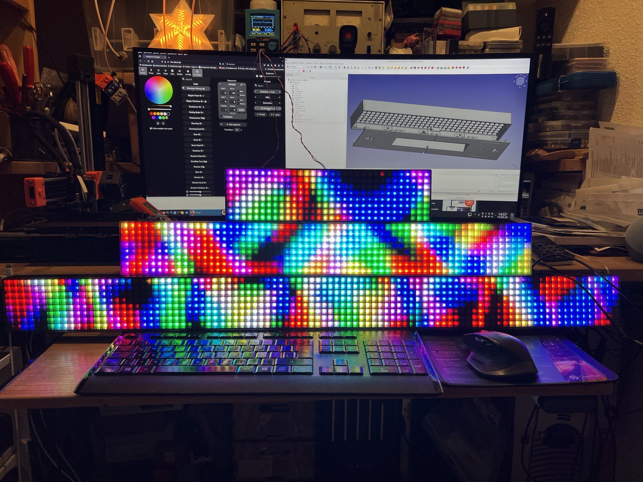 Expandable 8x32 LED Matrix frame with diffusor