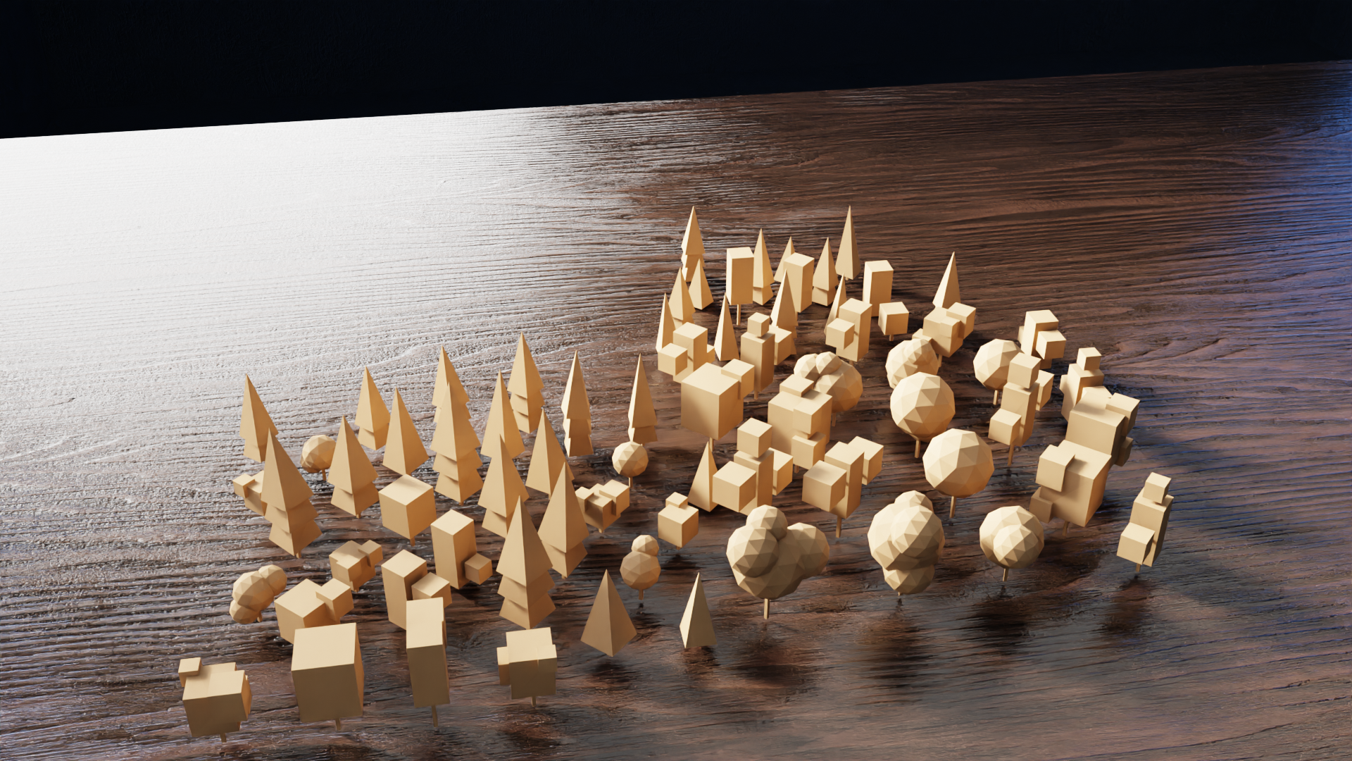 Miniatura 2 do modelo 3D Low Poly Tree Bundle V1