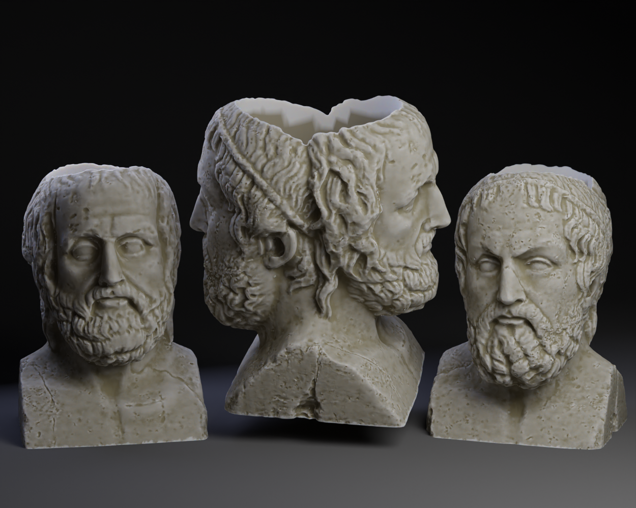 Double Bust of Sophocles and Euripides Pot by Peter Farell | Download ...