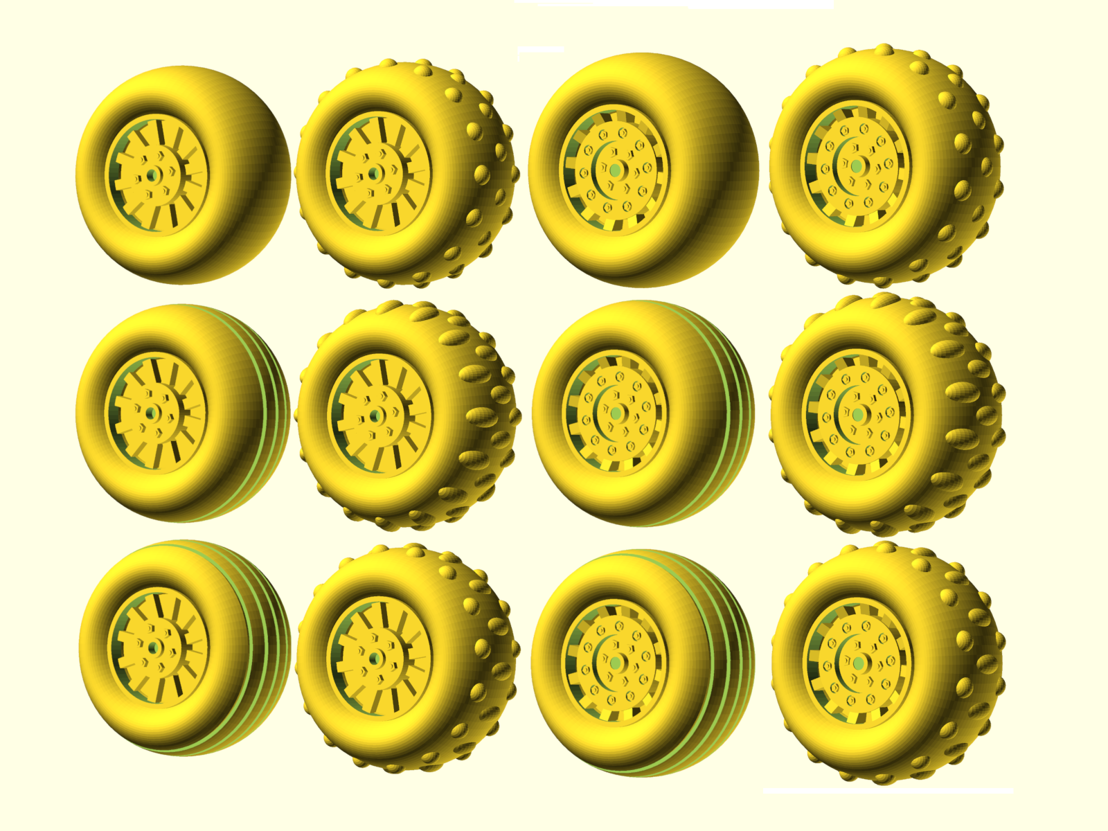 Orks wheels for 28mm scale vehicles (.scad files included)