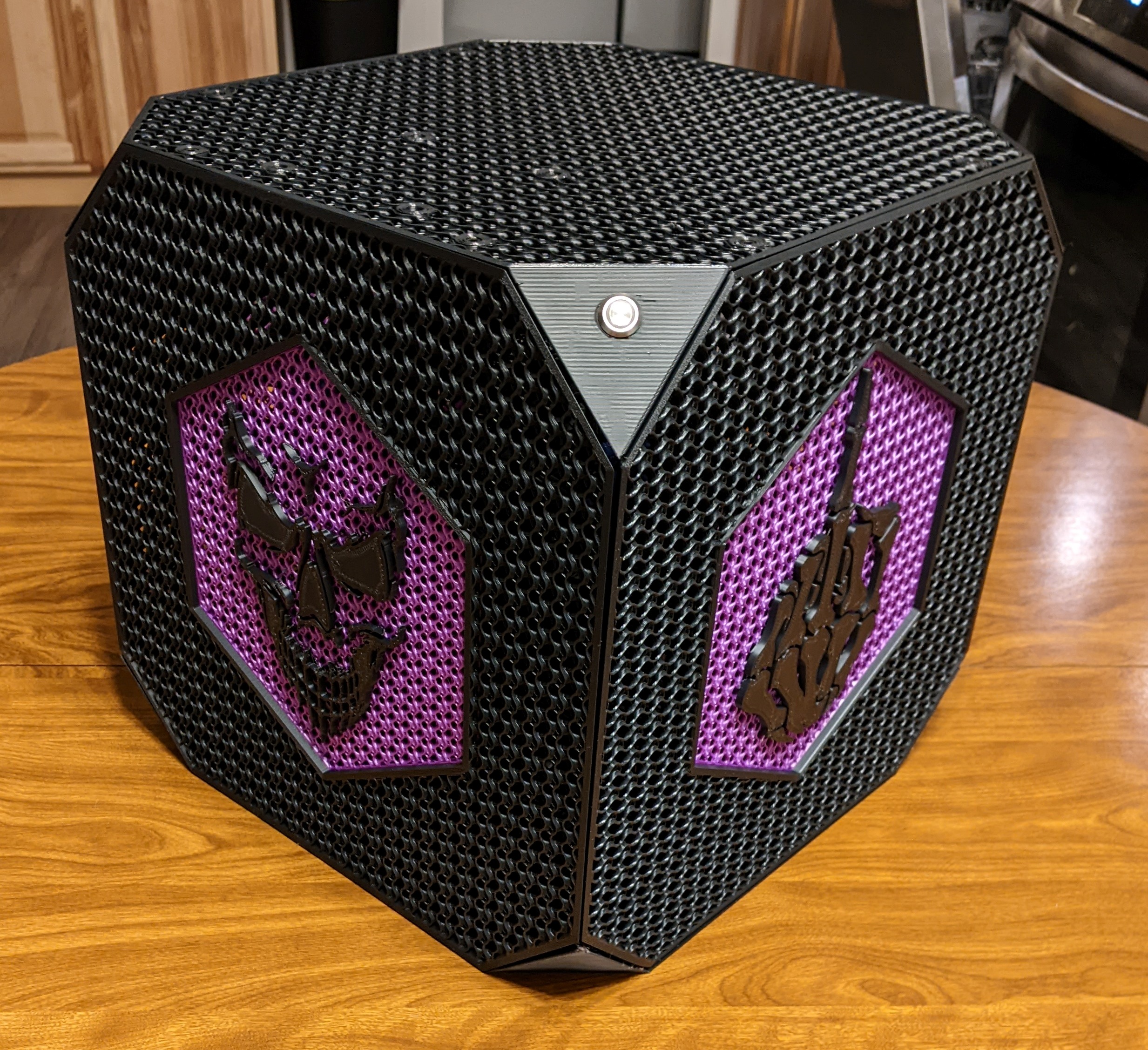 Skull cube mATX PC case with ATX power supply