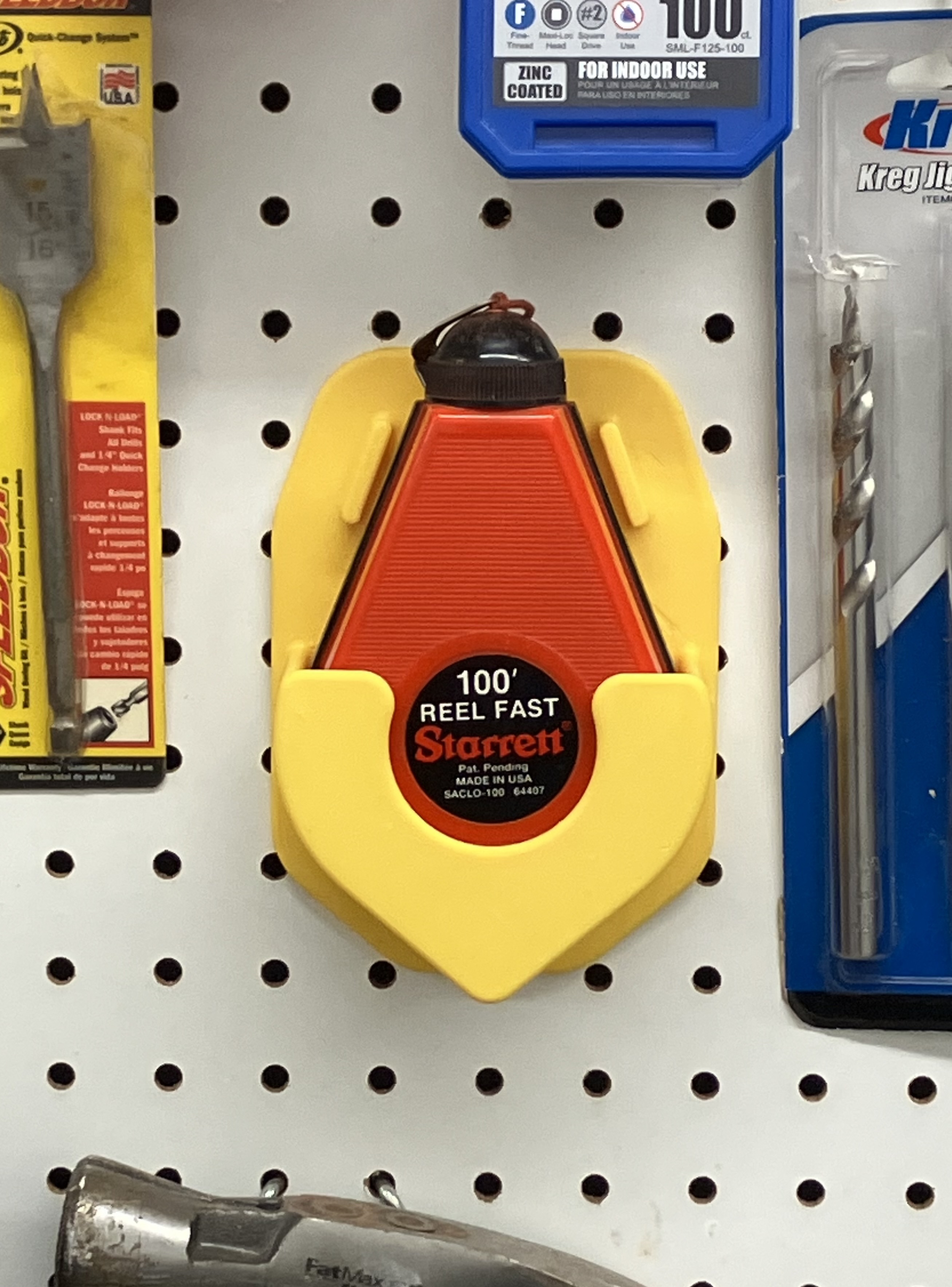 Pegboard Mount for Starrett Reel Fast Chalk Box