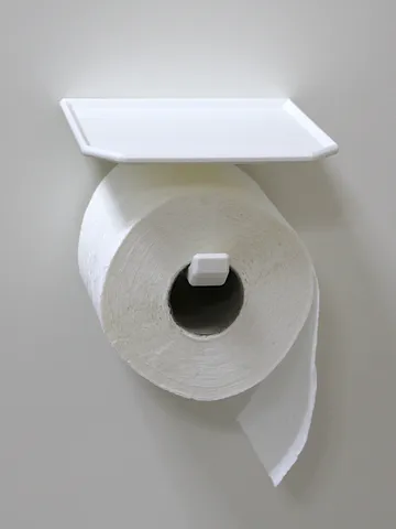 Toilet Paper Holder / Hanger with Shelf Tray (One Part, No Supports)