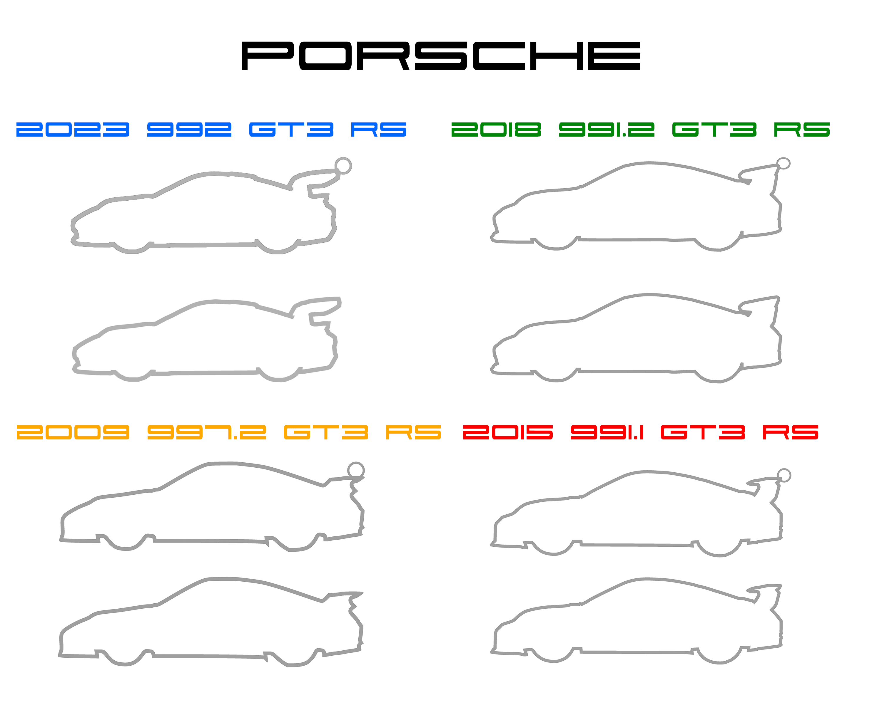 Porsche GT3 RS Car Sillhouettes
