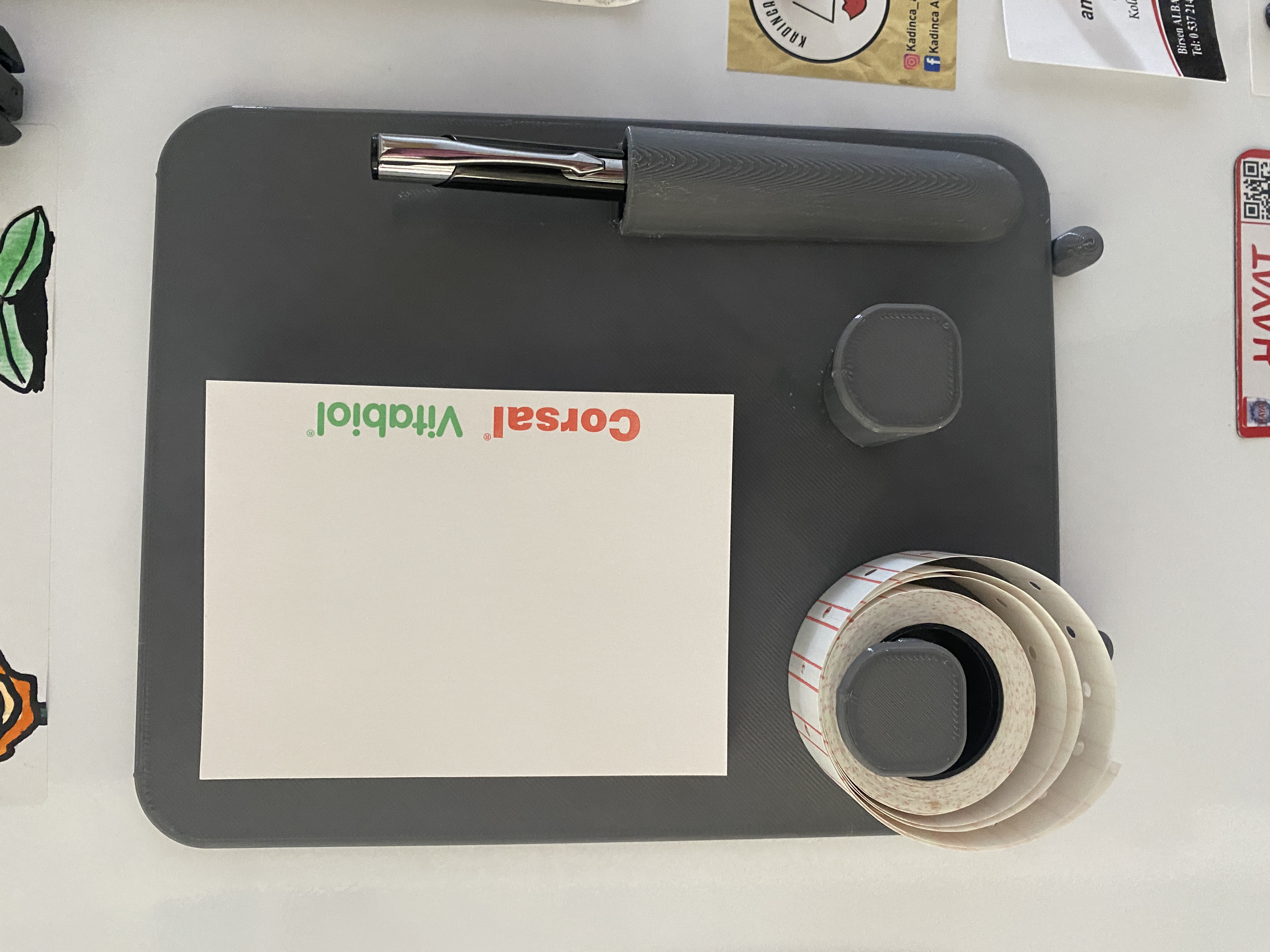 3-in-1 Fridge Door Organizer: Sticky Note, Label Tape, and Pen Holder