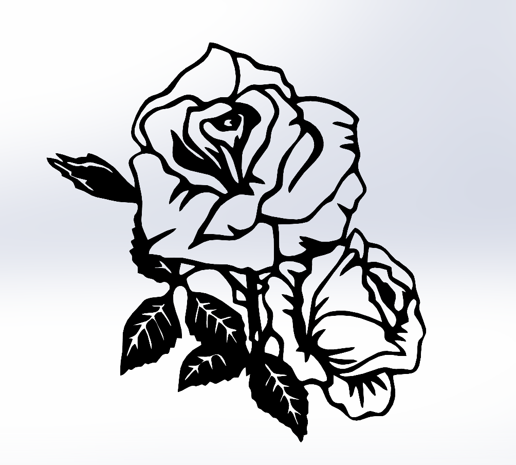 line art rose, wall art rose, 2d art rose, rose decor, rose decoration ...