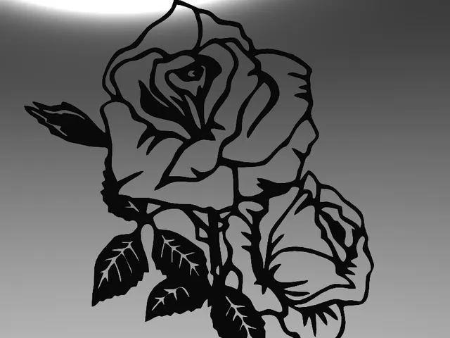 line art rose, wall art rose, 2d art rose, rose decor, rose decoration, flower decor, 2d flower, wall flower, line art flower