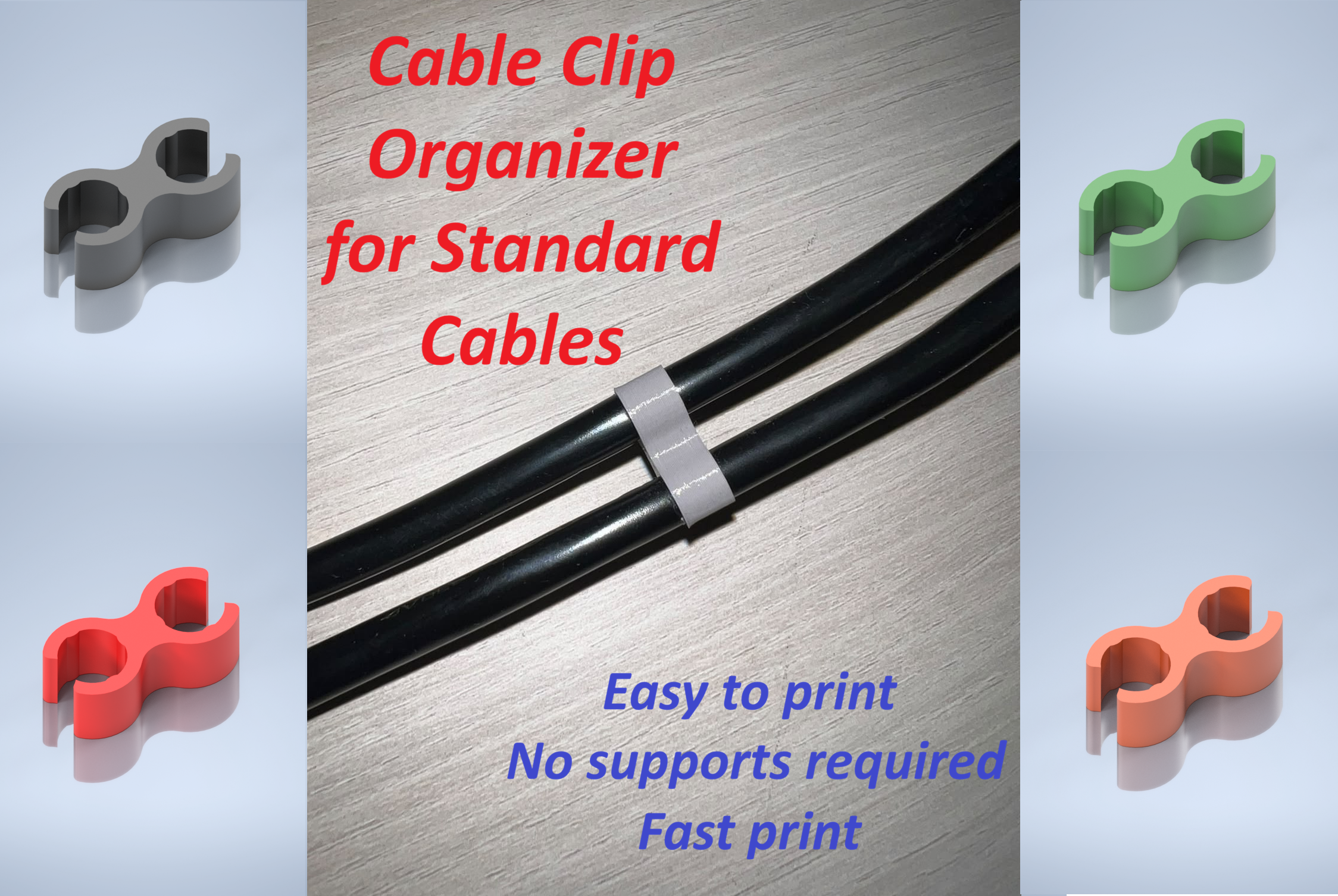 Cable Clip Organizer for Standard Cables