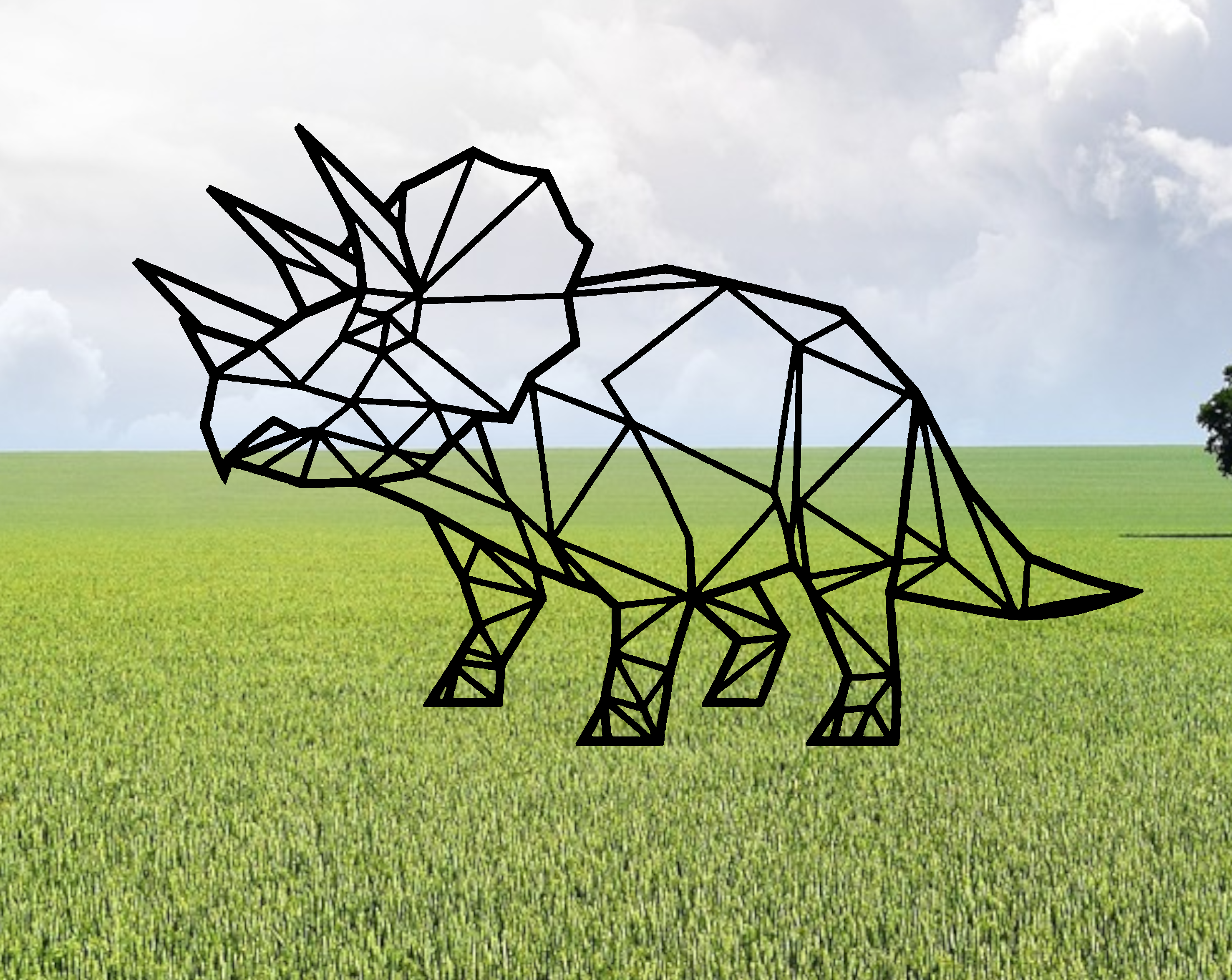 Geometric Triceratops dinosaur Wallart