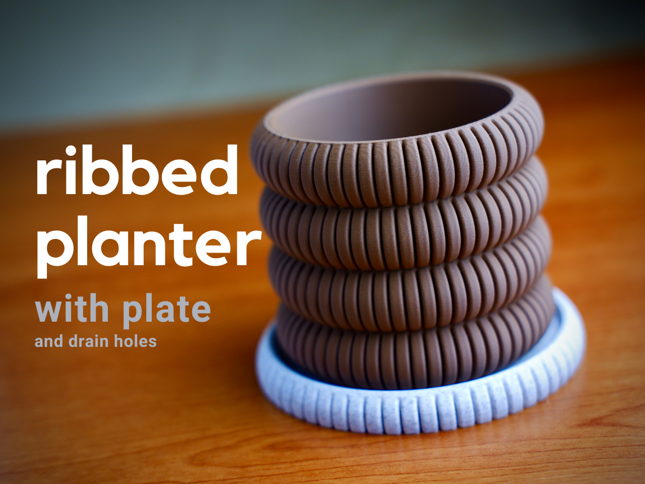 ribbed planter · with plate