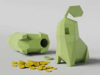 Low-poly Chikorita - Piggy Bank