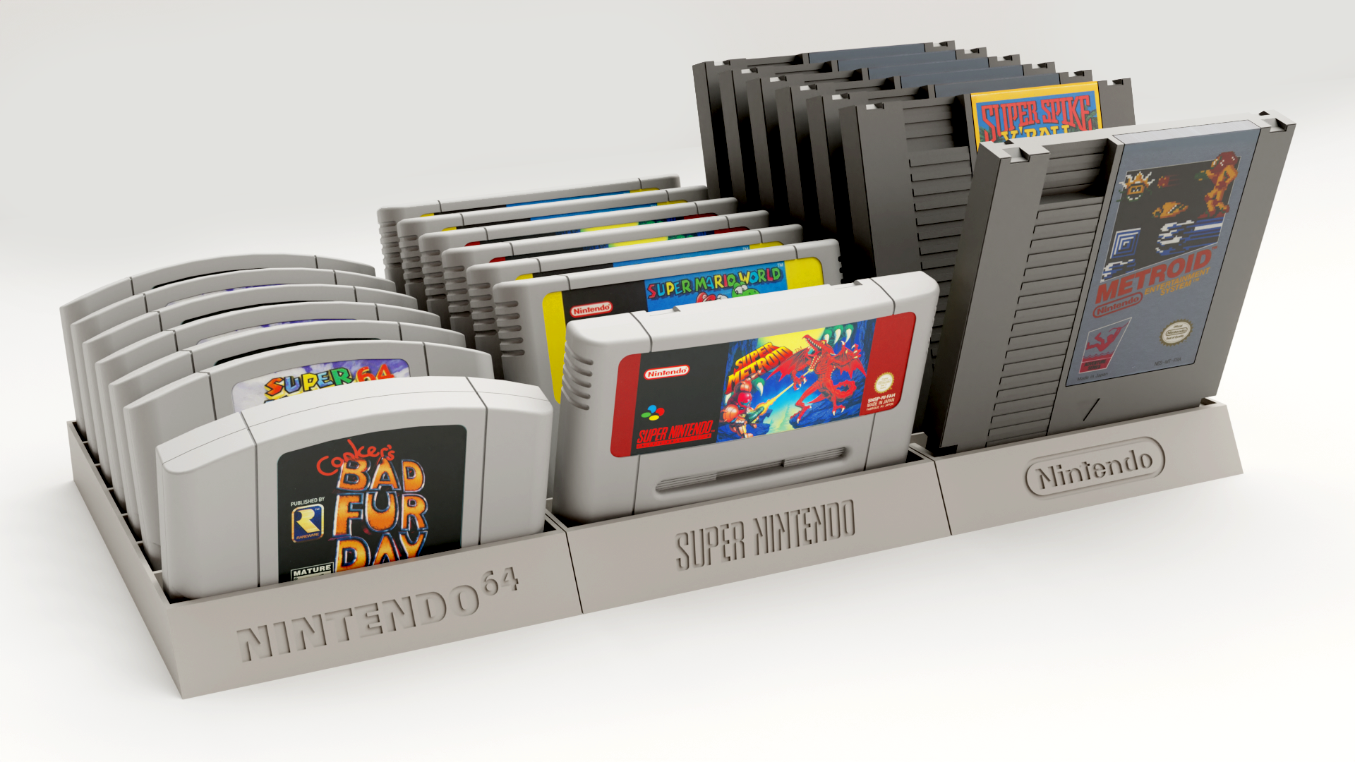 NES, SNES PAL&NTSC, N64 cartridge holder with flip option