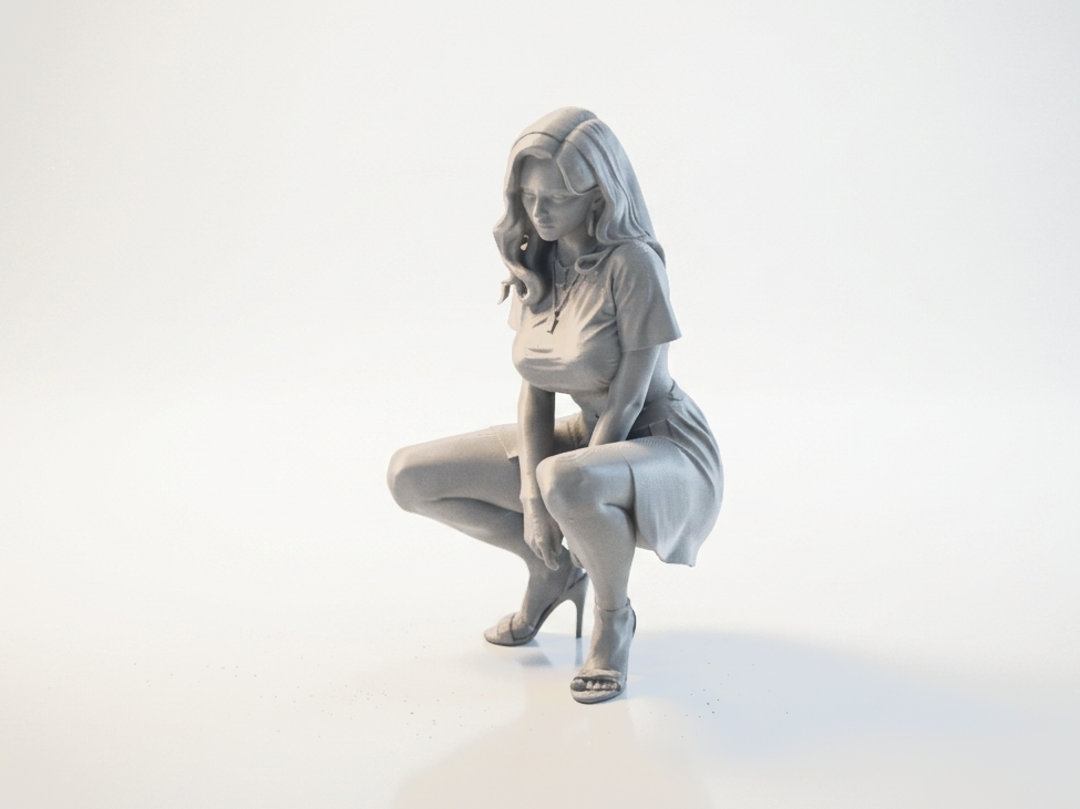 Squatting Lady Figurine Female Figure 3D Printable
