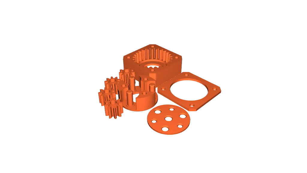 Compact Planetary Gear for Nema17 - 4:1 gear ratio (f3d for