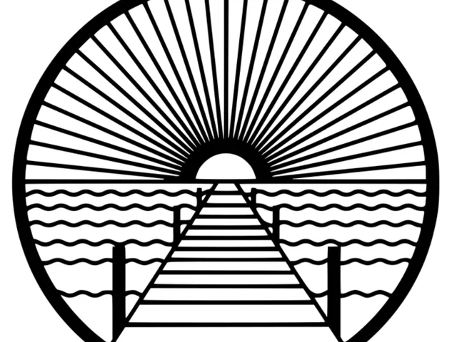 Ocean Sunrise Minimalist Line Art