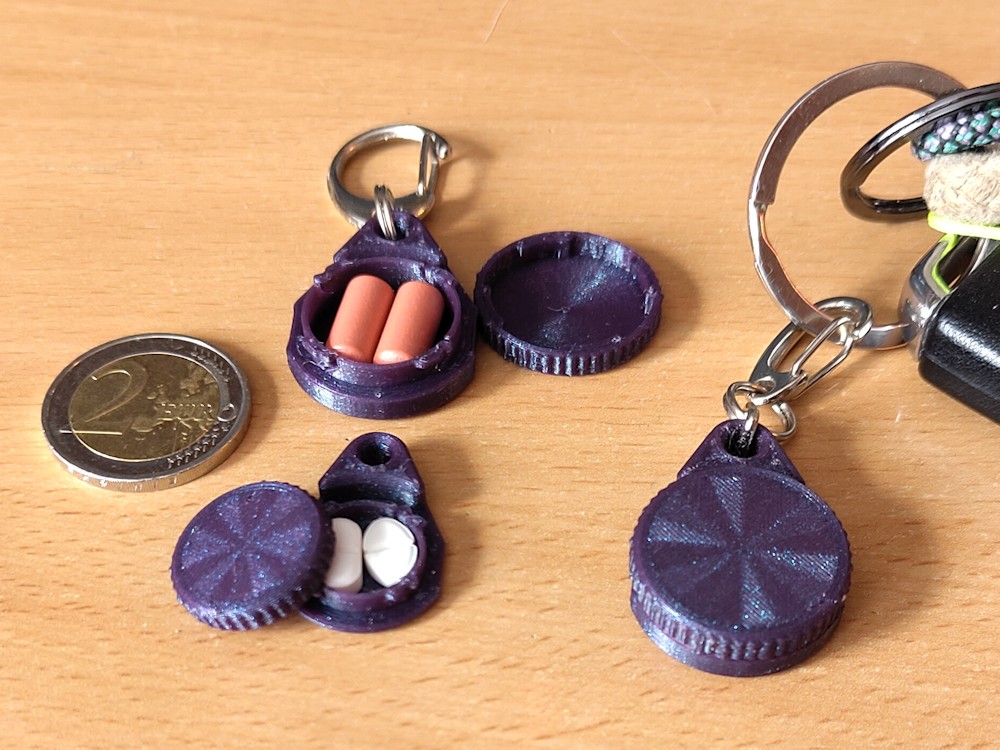 mini keychain pill box, several sizes
