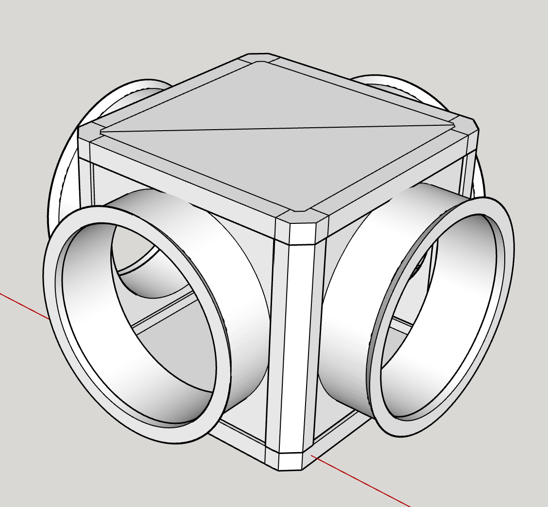 4-way Exhaust Duct Junction Box - 4 inch 3D model