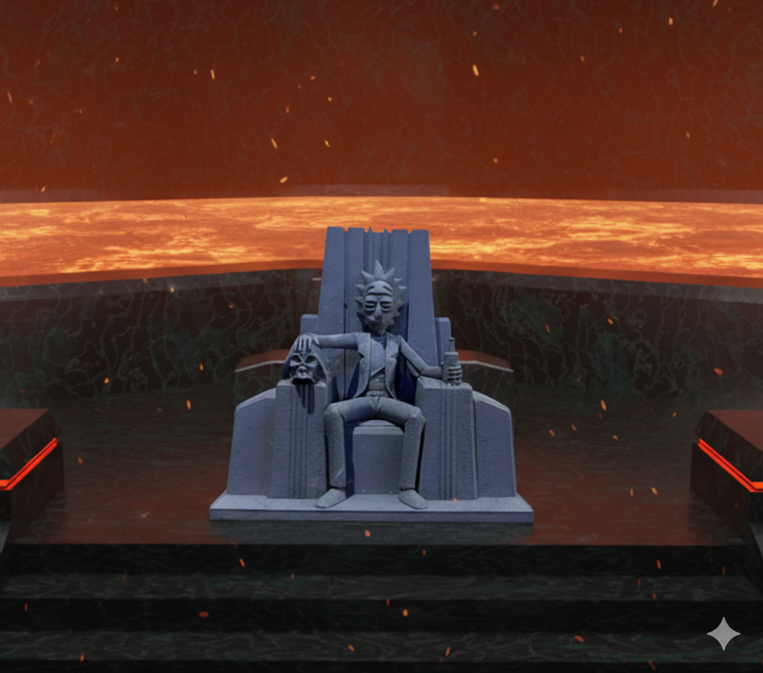 Rick Sanchez on Darth Vader’s Throne