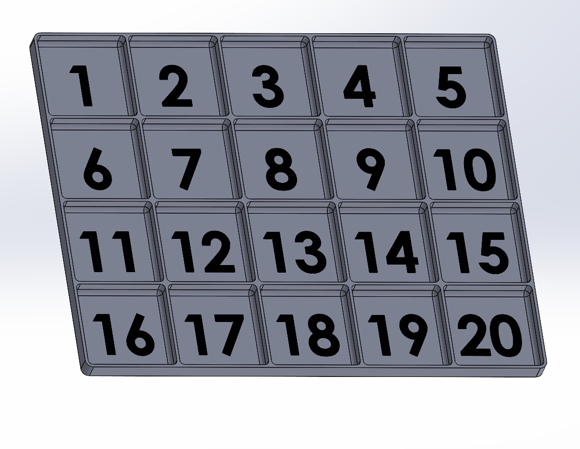 numbered tray (20)
