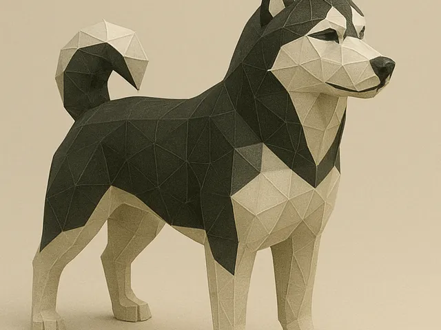Siberian Husky Low Poly 3D Model
