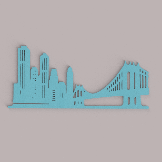 Modern City Skyline with Bridge 3D model by PrintVision
