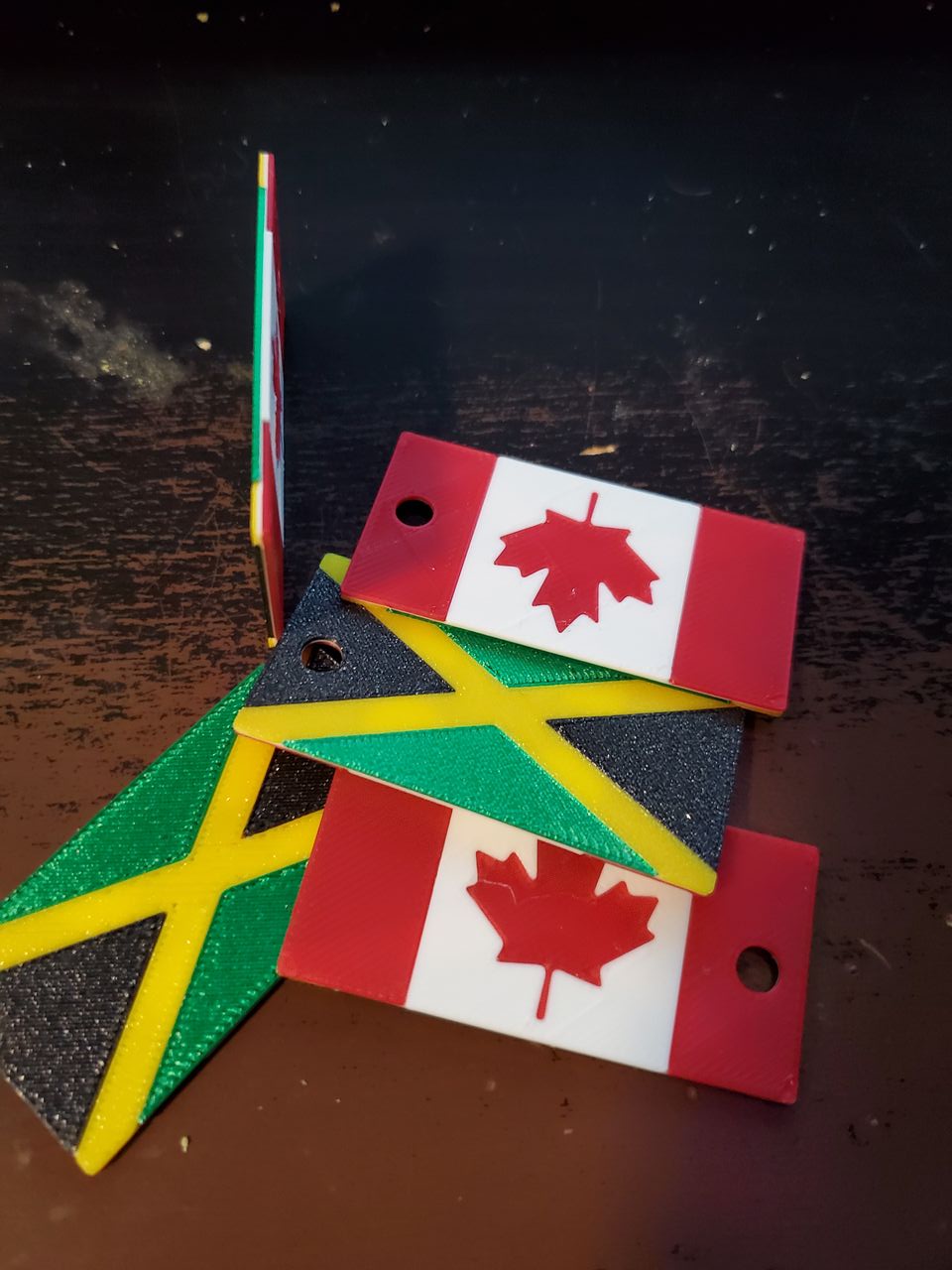 Multi Color Canada/Jamaica Flag Key Chain