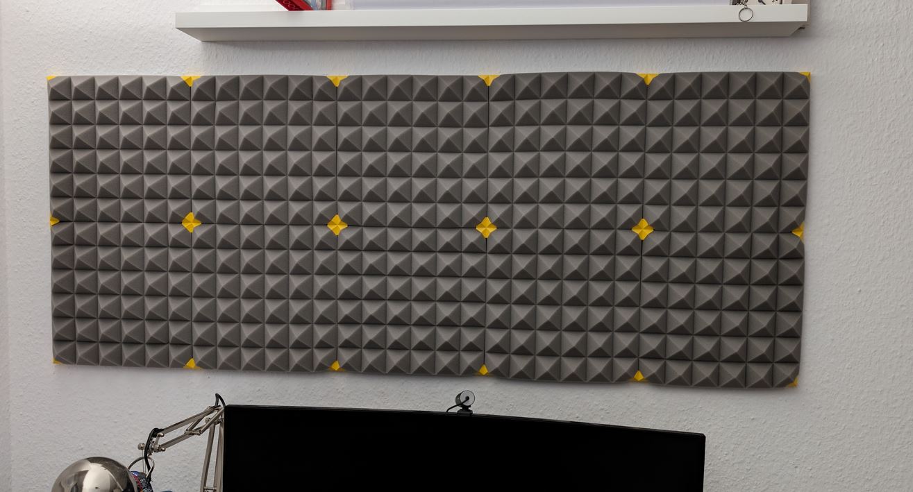 Mounts for pyramid acoustic foam panels === no glue! no supports ===