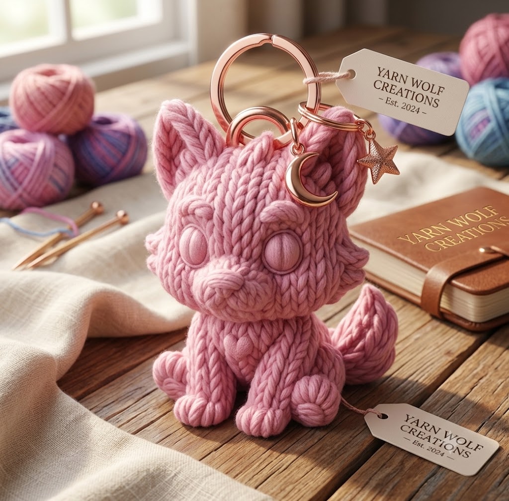 The Adorable Knitted Cat Multi Option For Keychain