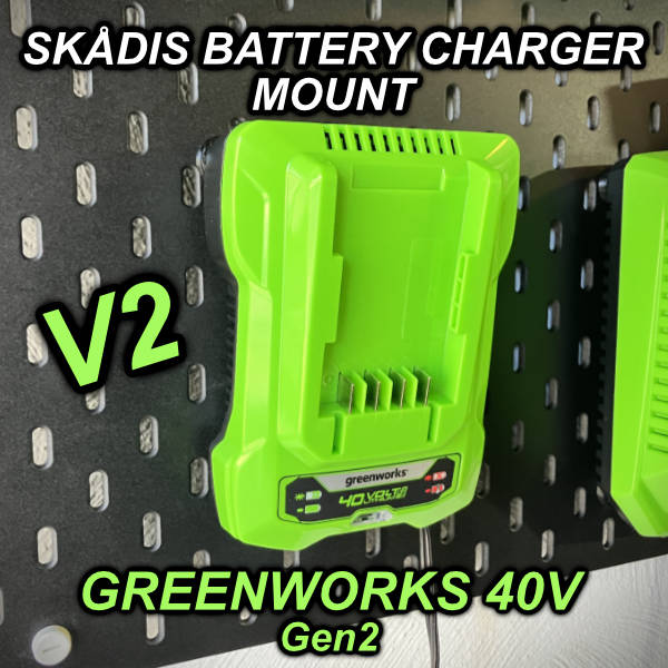 IKEA Skådis Greenworks Gen2 40V Battery Charger Mount V2
