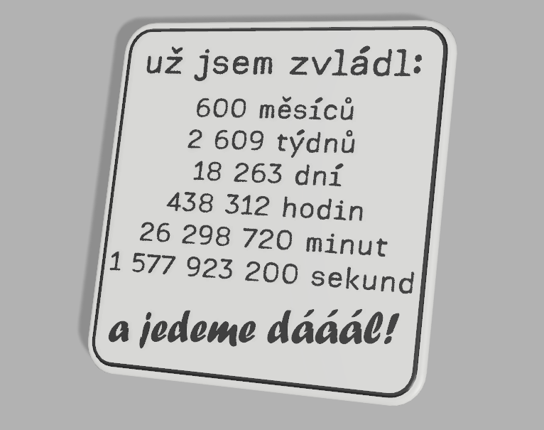 Cedulka k 50 narozeninám