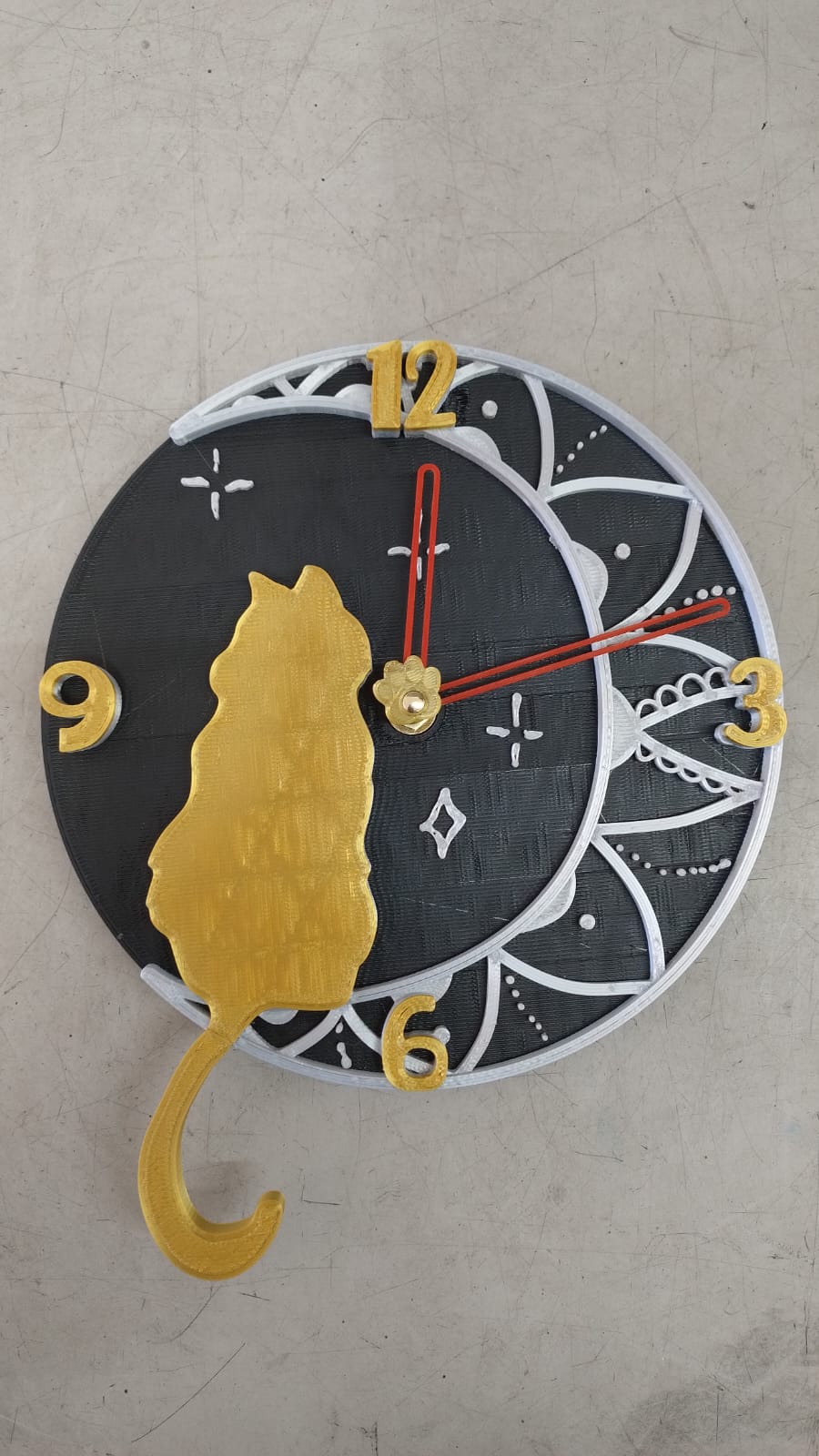 Cat and moon clock