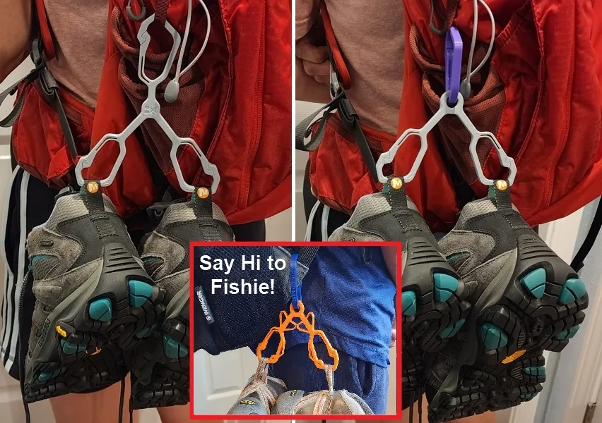 0163 Backpack Shoe Carriers using Rugged ＂D＂ Carabiner by BuildX