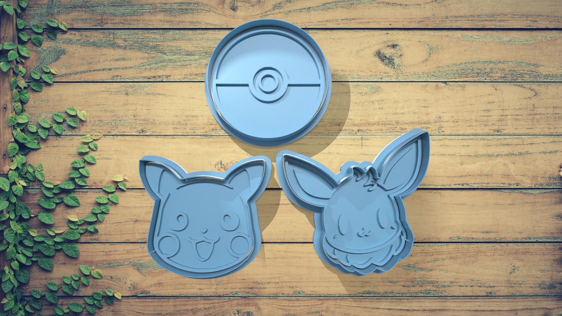 Pokemon Cookie Cutter Set / Pikachu Eevee Pokeball