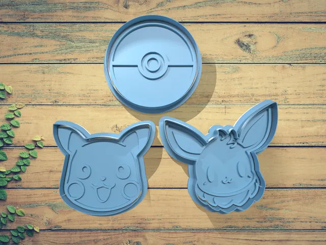 Pokemon Cookie Cutter Set / Pikachu Eevee Pokeball