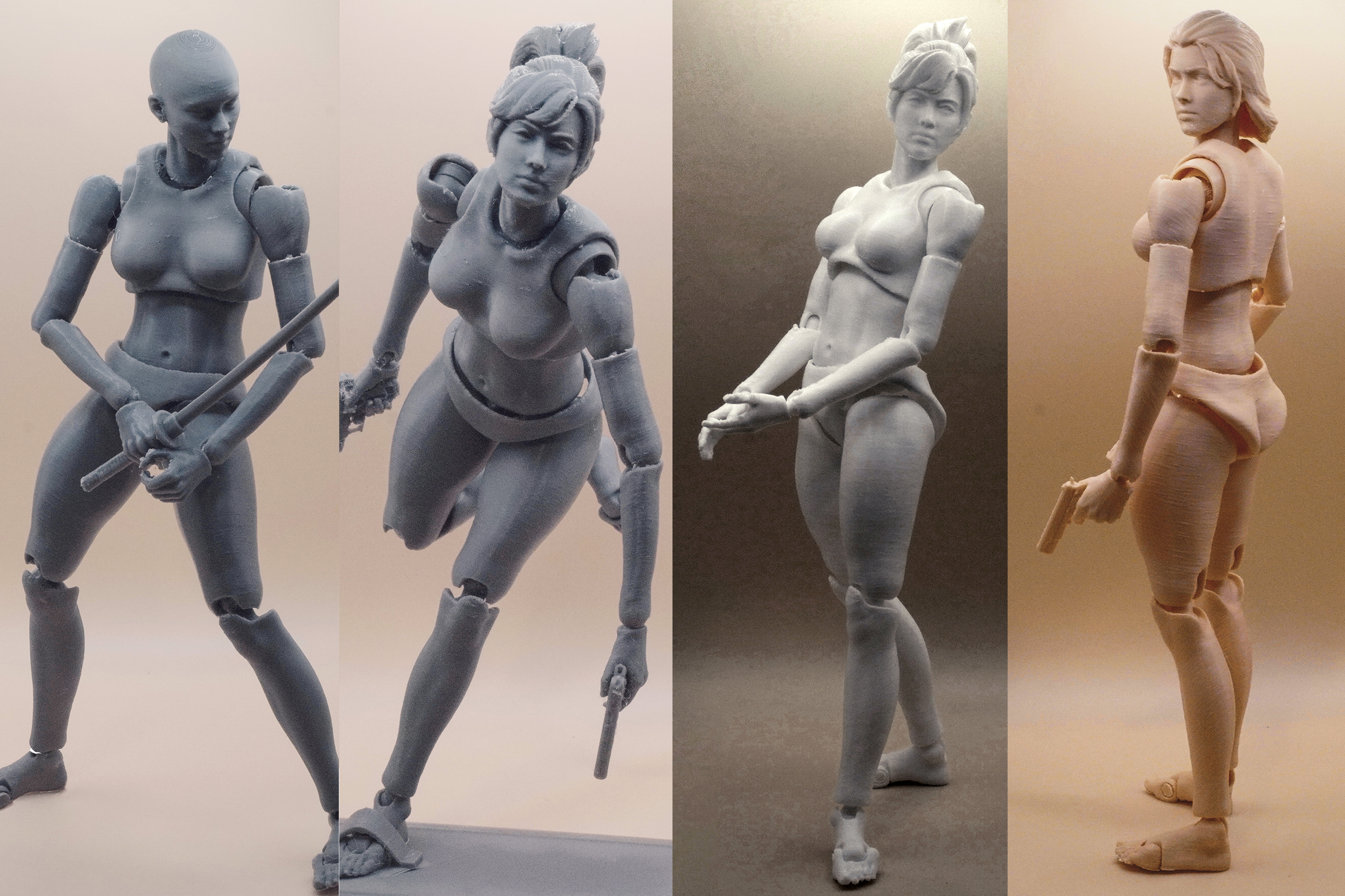 Action Figure 3D Printing, Female Movable body Action Figure Toy Model Draw Mannequin