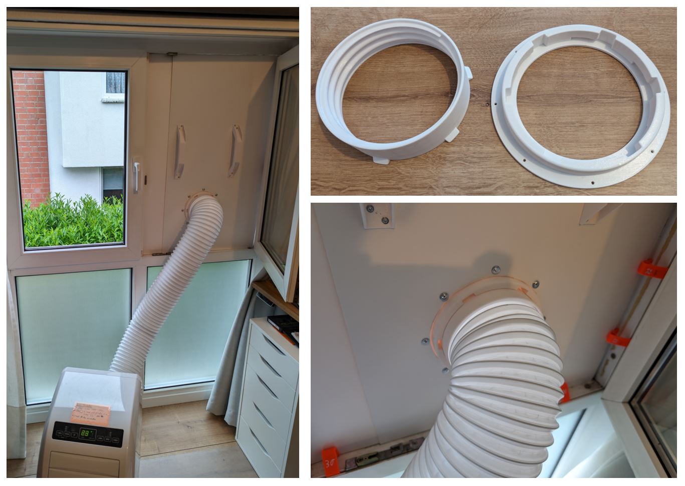 Quick connect exhaust hose mounting set for portable ACs and dryers 150